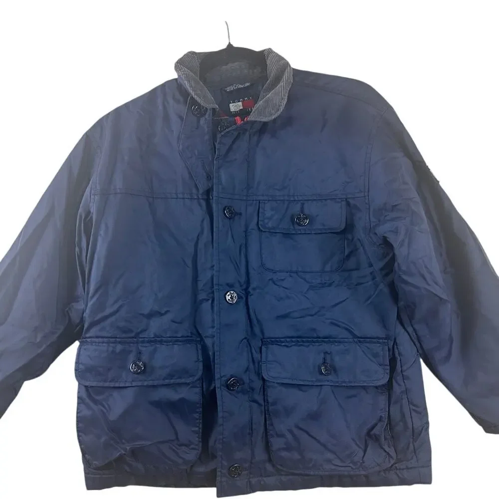Tommy Hilfiger Vintage Navy Field Jacket Plaid Lined Men’s‎ Medium
